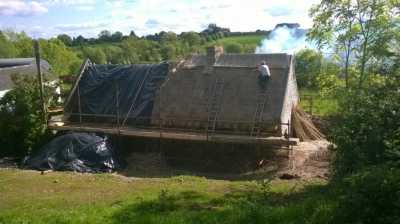 Water Reed over a Straw Base in County Roscommon Roof Thatching 