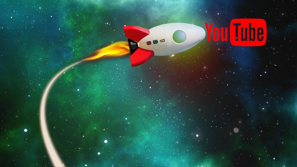 Rocket in Space with YouTube Logo