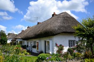 Whitewashed Cottage with Thatch Roof Ireland